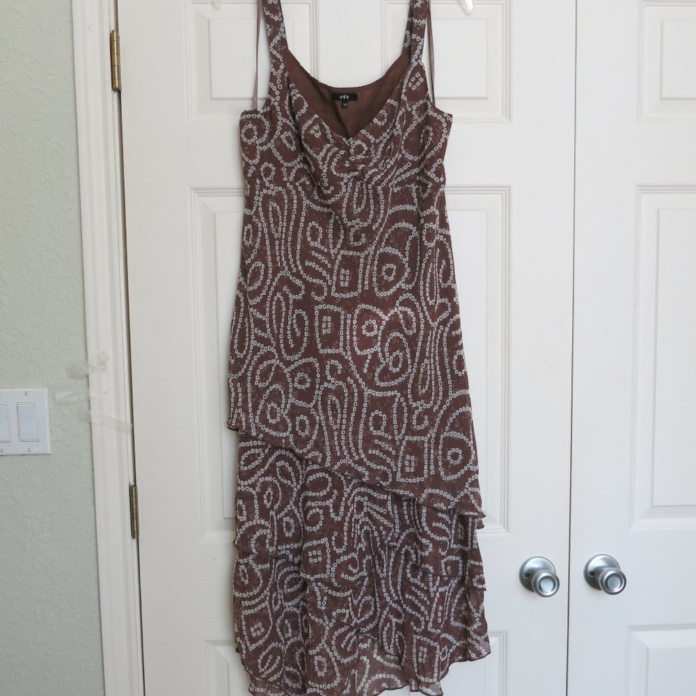 Floaty layered brown and white sleeveless dress by Per Una size 16